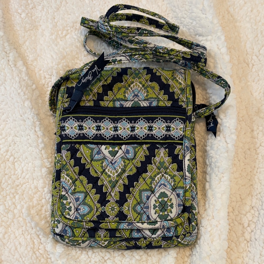 Vera Bradley Cambridge Hipster Blue and Green Patterned Crossbody Bag